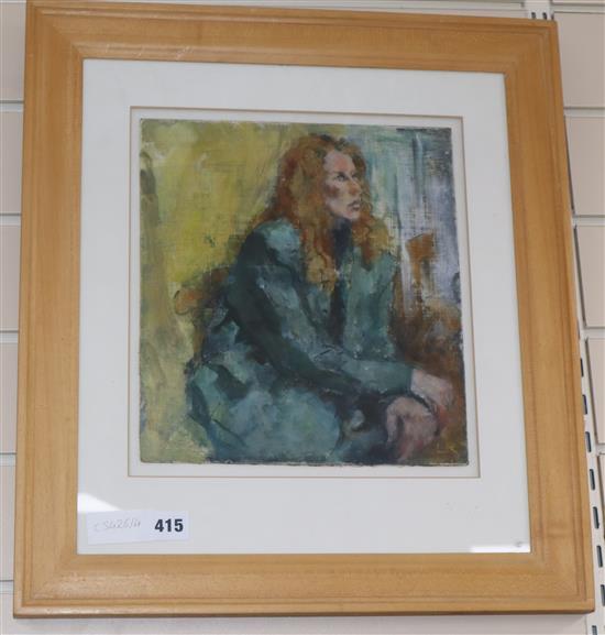 Lesley Robertshaw, oil on board, Seated model, 28 x 26cm.